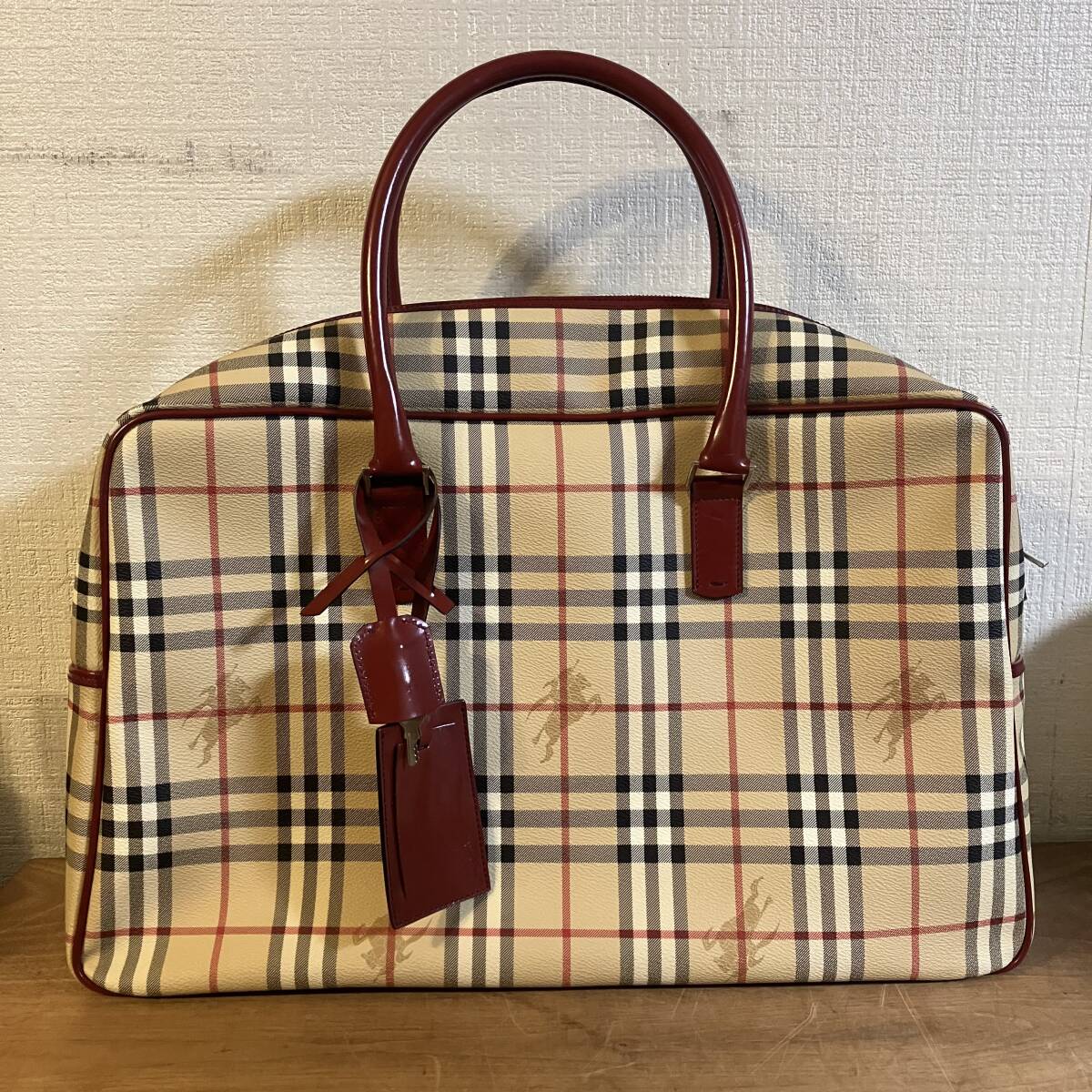 A 美品 BURBERRY LONDON ミニボストン バッグ 鍵付き ハンドバッグ バック ノバチェック トートバッグ バーバリー ロンドン拍卖