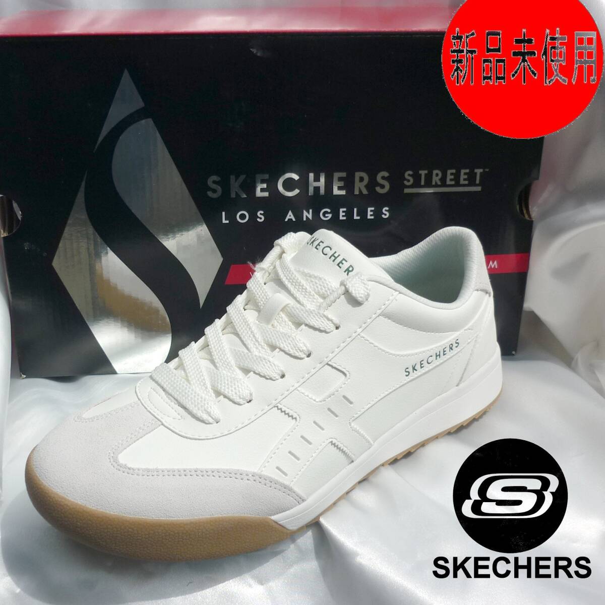 定価10890円新品27cm(26.5cm相当)スケッチャーズ Skechers 白 メンズスニーカー 低反発形状記憶インソール/ホワイト拍卖