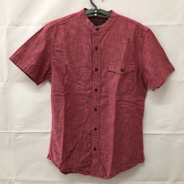 T109 バナナパブリック S アメリカ古着 コットン 胸ポケット 半袖シャツ レッド Banana Republic メンズ拍卖