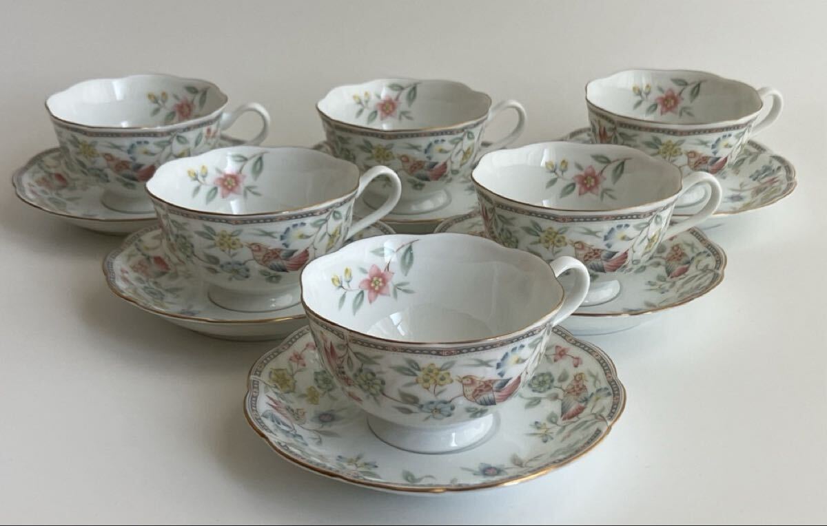 NARUMI ナルミ オリエンタルシリーズ カップ&ソーサー 6客セット / 金縁 花鳥文 C&S ボーンチャイナ拍卖