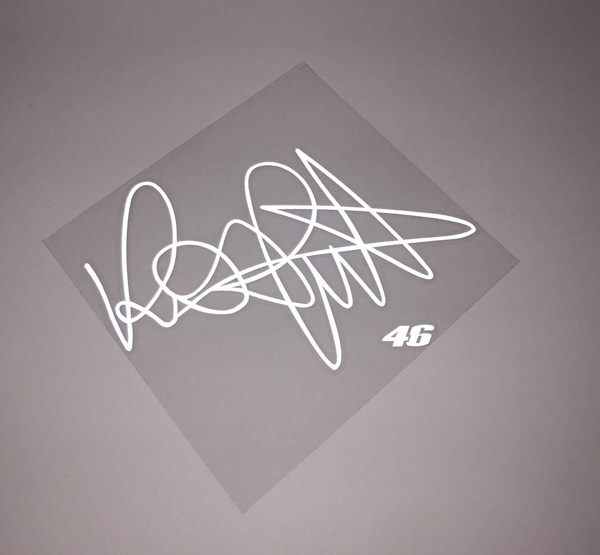 ST-023 MotoGP 46 バレンティーノ ロッシ Valentino Rossi 復刻サイン ホワイトシルバー 転写ステッカー 反射剤入り拍卖