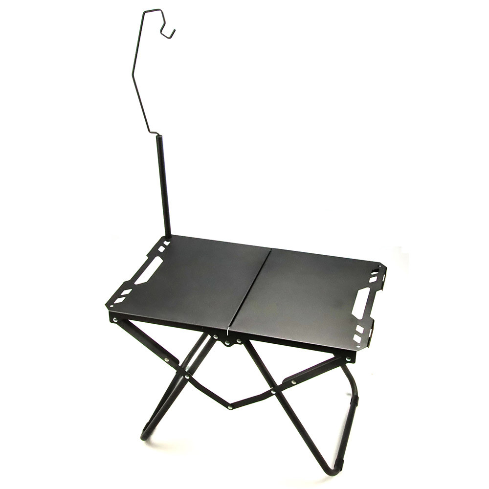 折りたたみ アウトドアテーブル ランプスタンドセット 軽量 コンパクト 耐荷重60kg組み立て不要 ソロキャンプ ローテーブル 収納バッグ付き拍卖