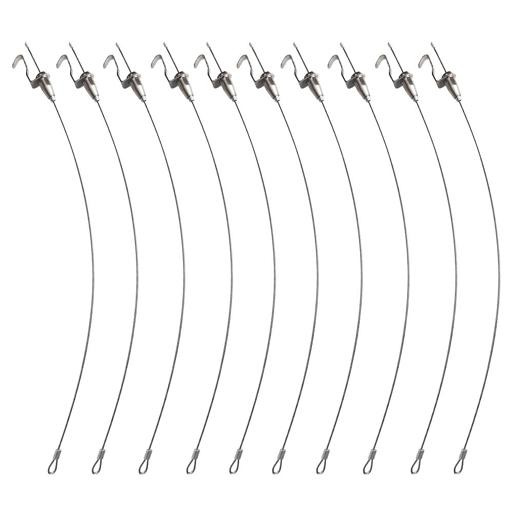 額縁 ピクチャーレール ワイヤーフック U型 耐荷重約20kg 自在金具付 径1.5mm (全長0.5m/10本セット)拍卖