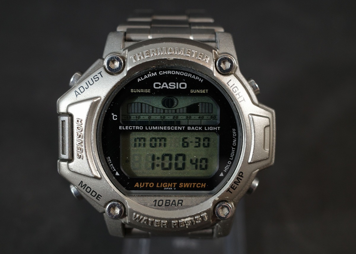 美品 カシオ プロトレック PRT-111 タイドグラフ 日の出日の入 裏蓋チタン 温度計測可能 チタンバンド CASIO PROTREK拍卖