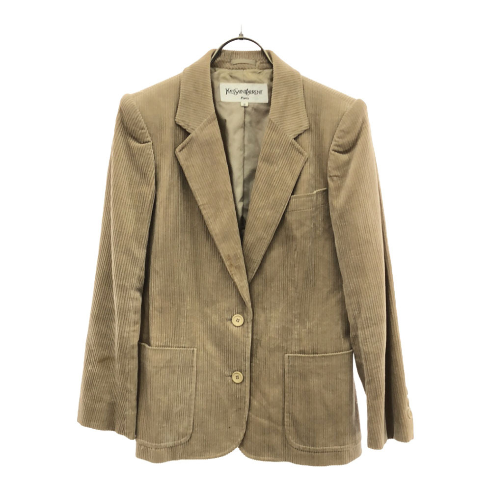 YVES SAINT LAURENT イヴサンローラン 90s コーデュロイ テーラードジャケット S ベージュ オールド レディース拍卖