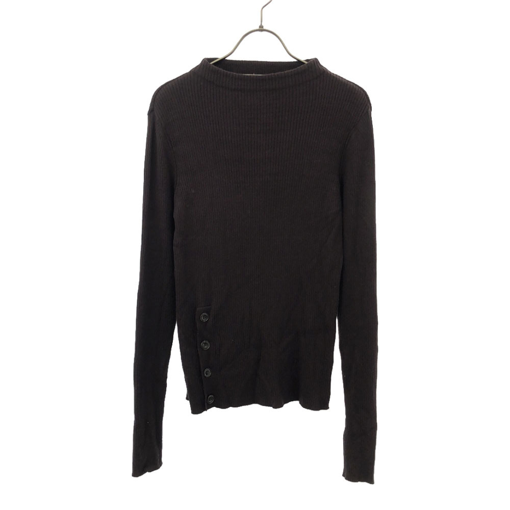 PUBLIC TOKYO パブリックトウキョウ 日本製 長袖 リブニット セーター FREE ブラウン サイドボタン レディース拍卖