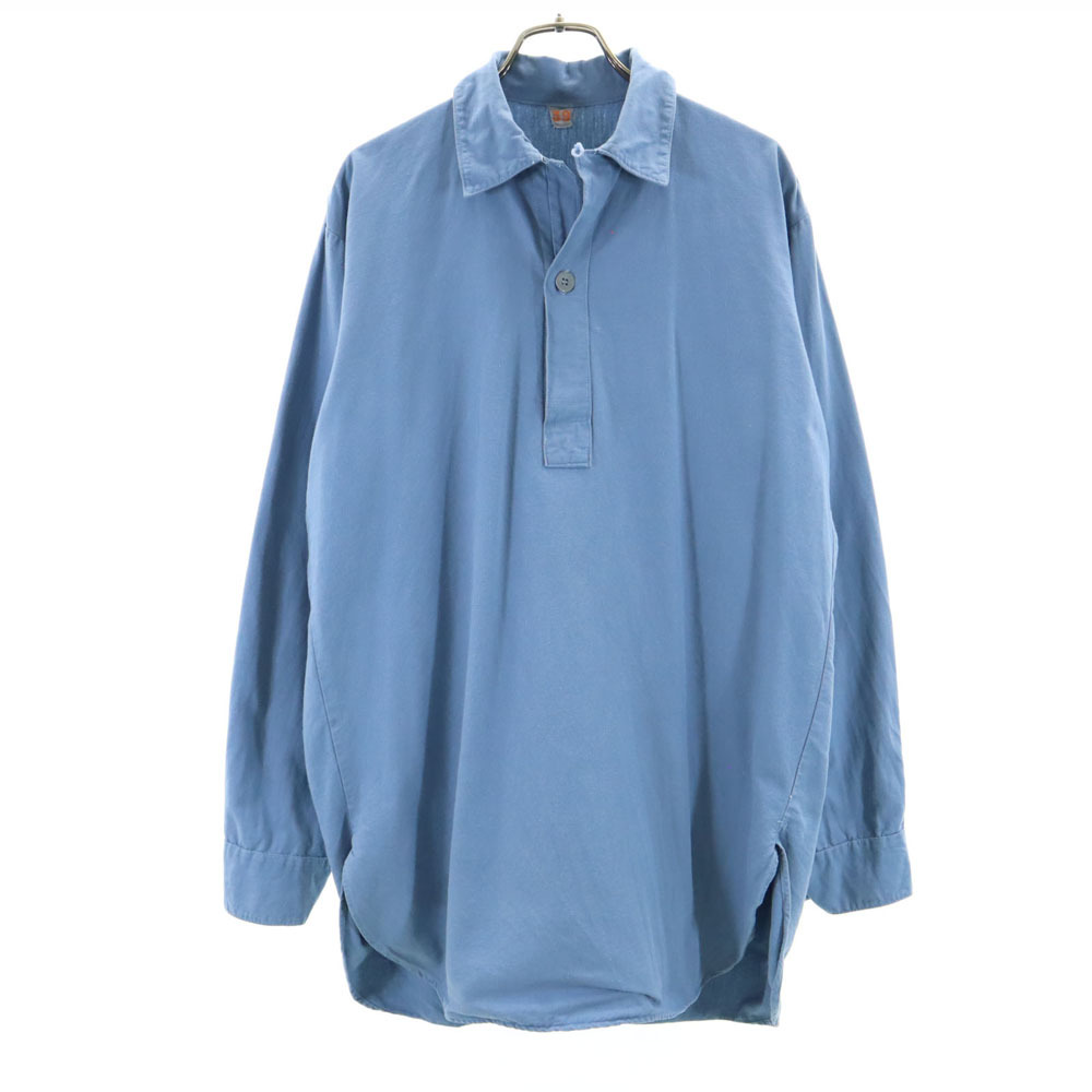 SWEDENISH ARMY スウェーデン軍 70s ヴィンテージ 長袖 スリーピング シャツ 39 ブルー プルオーバー メンズ拍卖