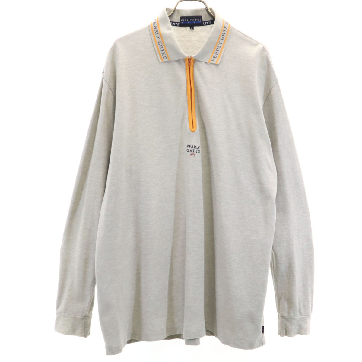 PEARLY GATES パーリーゲイツ ゴルフ 長袖 ポロシャツ 4 グレー系 鹿の子地 メンズ拍卖