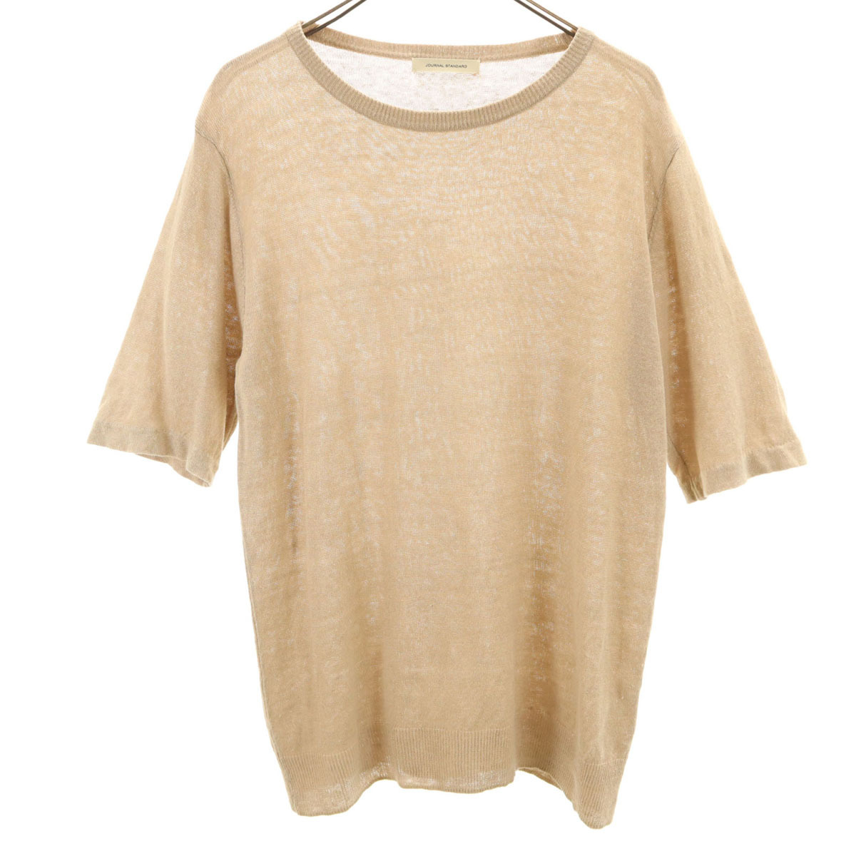 JOURNAL STANDARD ジャーナルスタンダード 日本製 リネン 半袖 ニット L ベージュ系 メンズ拍卖