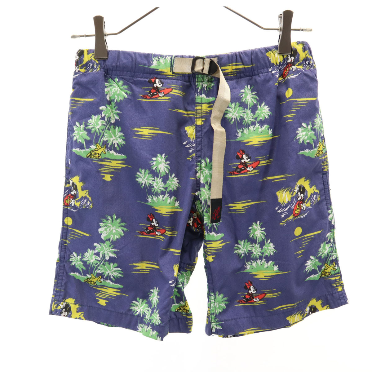 Gramicci グラミチ Disney ディズニー コラボ 総柄 クライミングショートパンツ S ネイビー系 アウトドア レディース拍卖