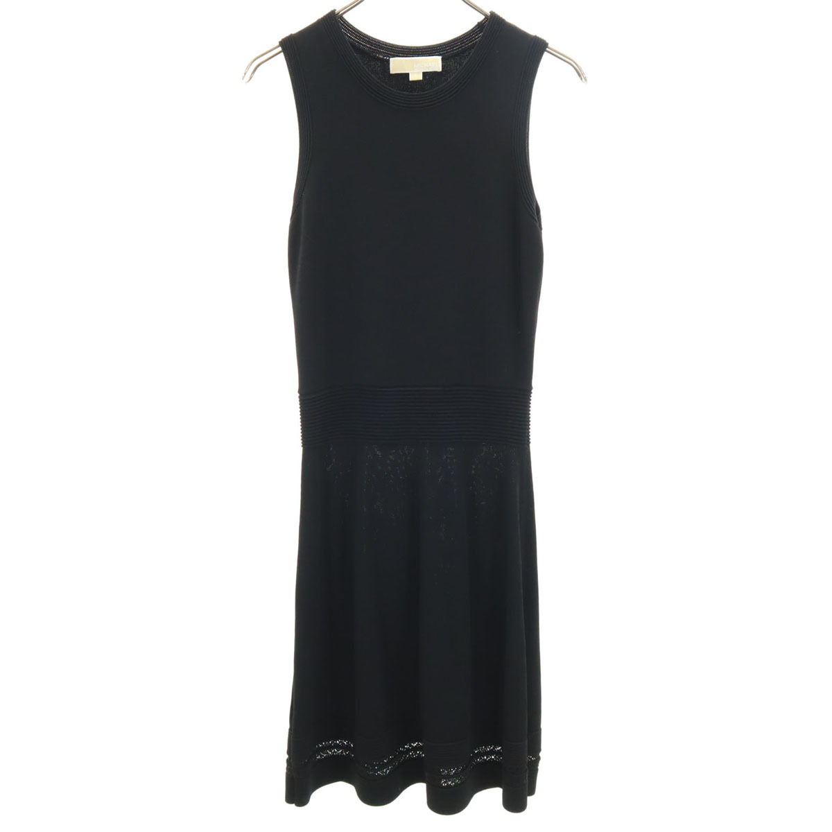 MICHAEL MICHAEL KORS マイケルマイケルコース ノースリーブ ニット 膝丈ワンピース S 黒 レディース拍卖