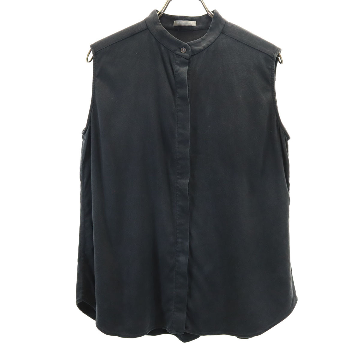 theory luxe セオリーリュクス シルクブレンド ノースリーブ ブラウス 40 チャコール 比翼 レディース拍卖