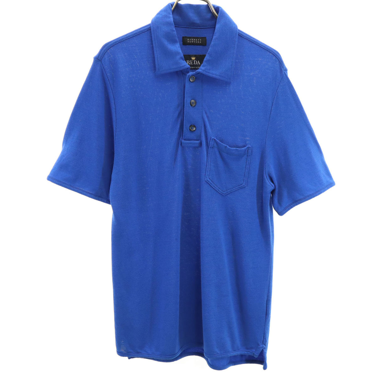 BARNEYS NEWYORK バーニーズニューヨーク 日本製 半袖 REDA社生地 ポロシャツ S ブルー メンズ拍卖