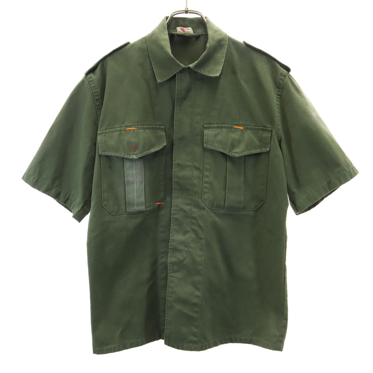 MICHIELSENS ミシェルセンス 80s ヴィンテージ 半袖 ベルギー軍 ミリタリー シャツジャケット 36 カーキ メンズ拍卖