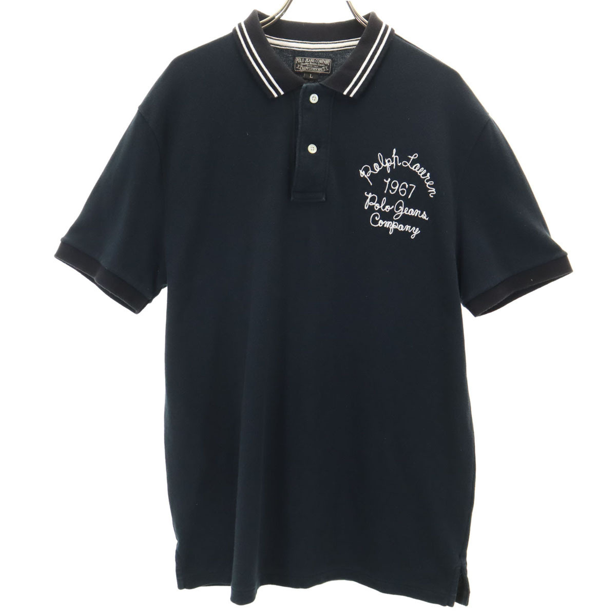 POLO JEANS COMPANY RALPH LAUREN ポロジーンズカンパニーラルフローレン 半袖 ポロシャツ L ブラック 鹿の子 メンズ拍卖