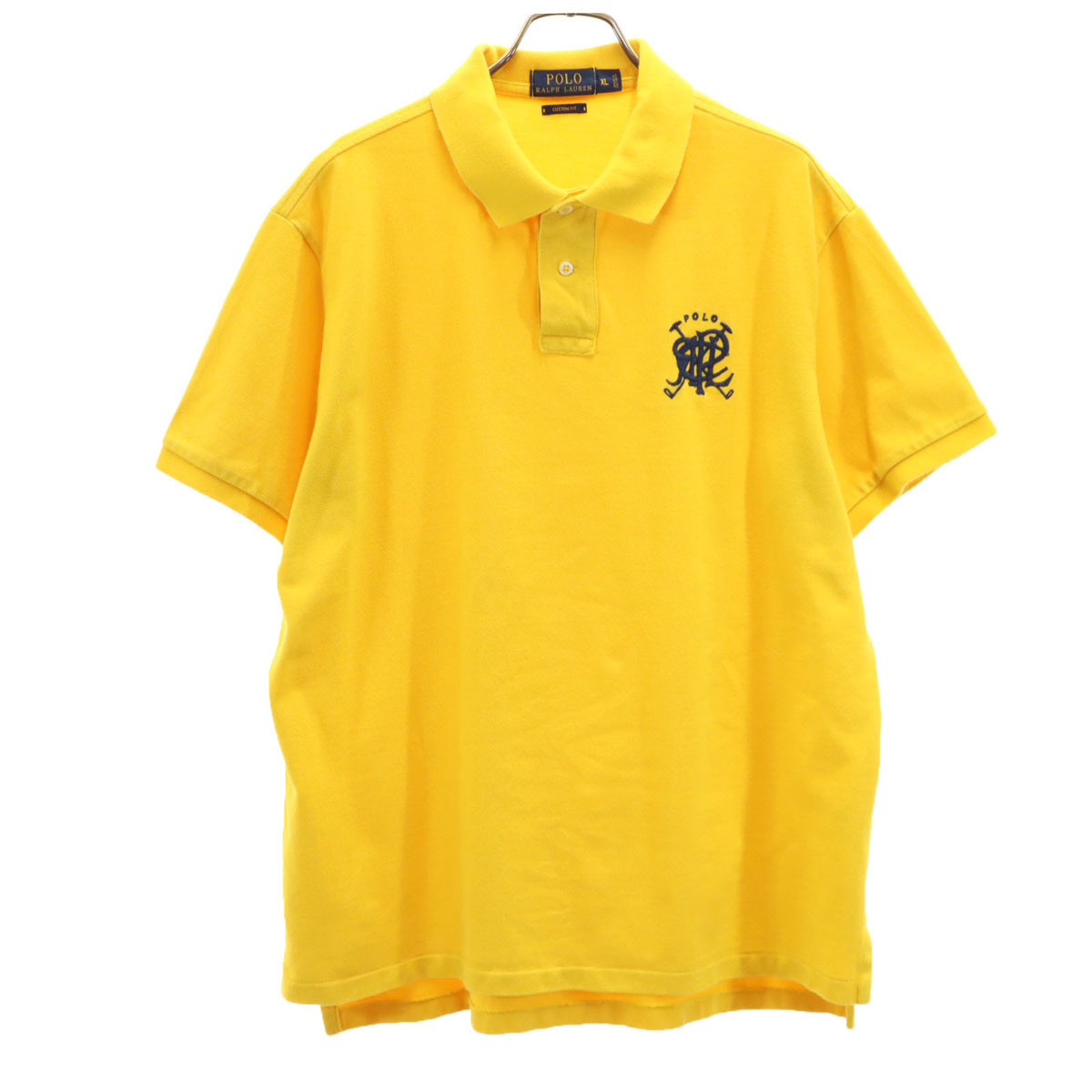 POLO RALPH LAUREN ポロラルフローレン 半袖 ポロシャツ XL イエロー 鹿の子地 メンズ拍卖