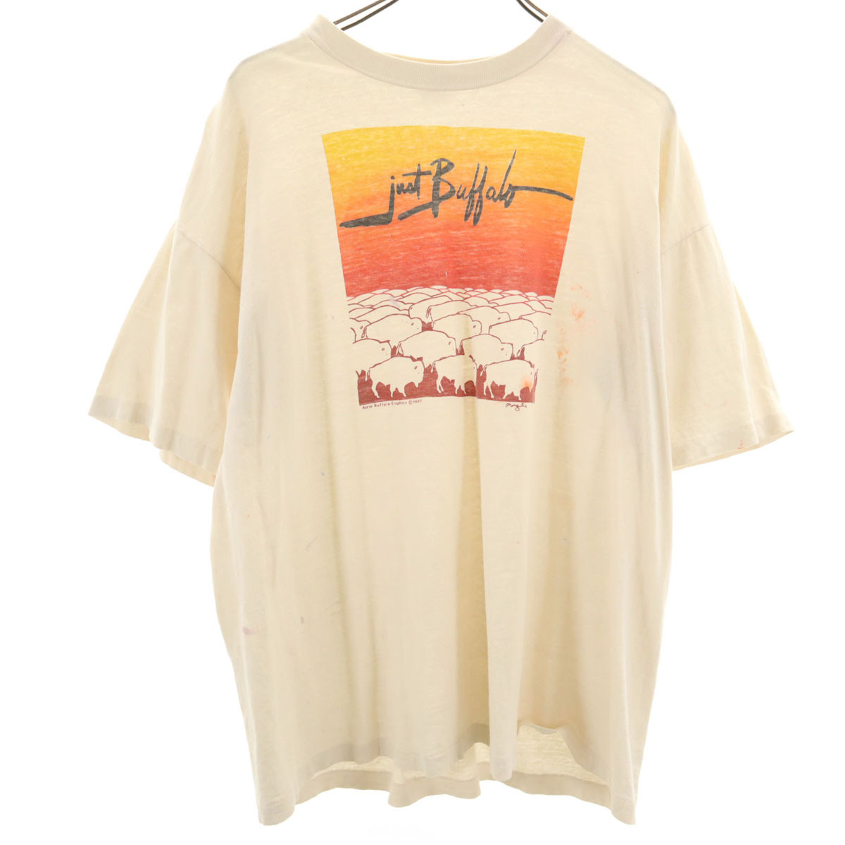 BELTON ベルトン 80s USA製 ヴィンテージ 半袖 Tシャツ XL オフホワイト系 シングルステッチ メンズ拍卖