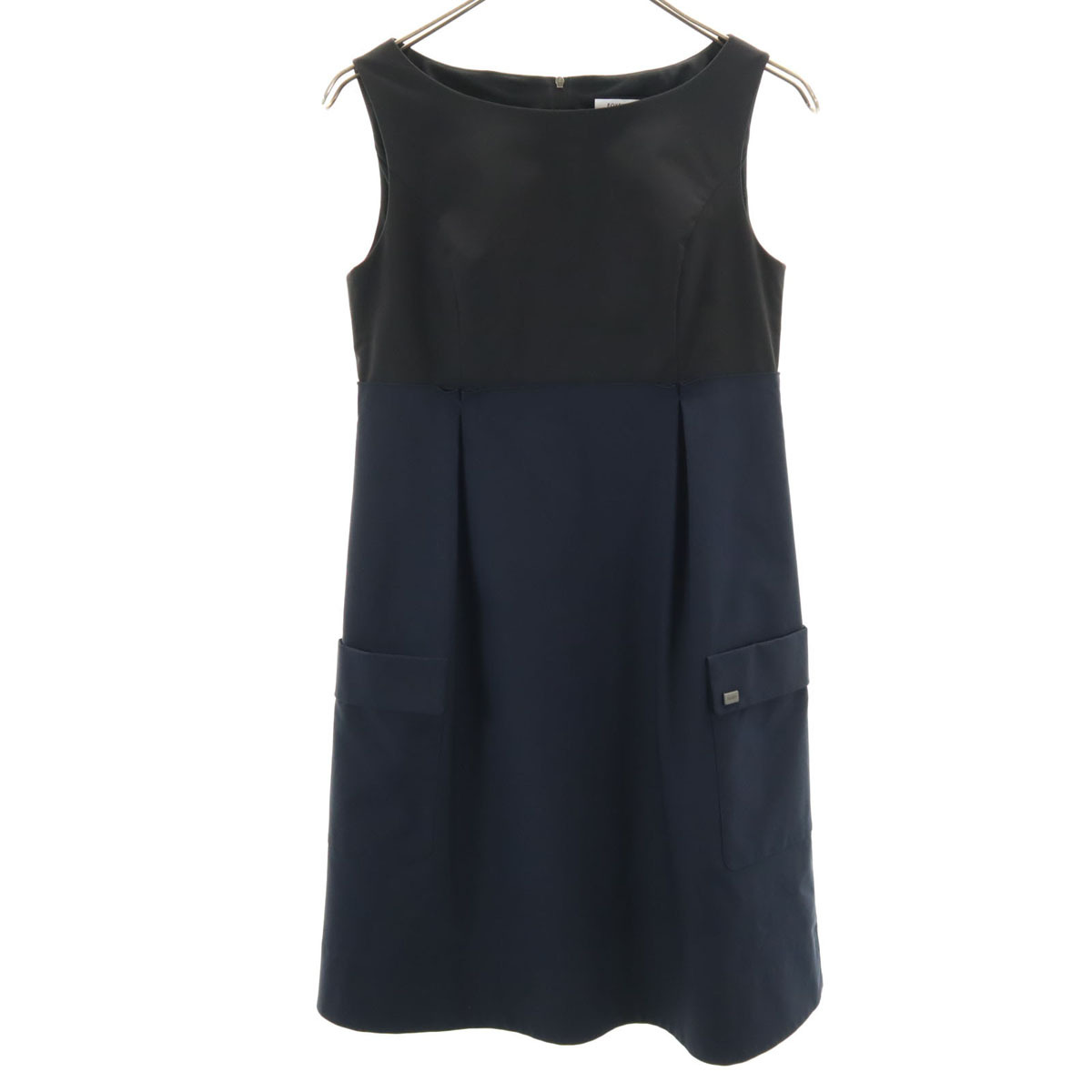 FOXEY NEW YORK フォクシーニューヨーク 日本製 ノースリーブ ワンピース 38 ネイビー レディース拍卖