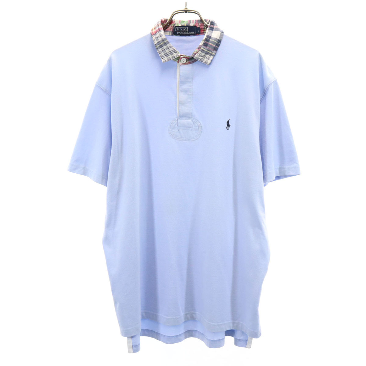 Polo by Ralph Lauren ポロバイラルフローレン 半袖 ポロシャツ L ブルー系 比翼 メンズ拍卖