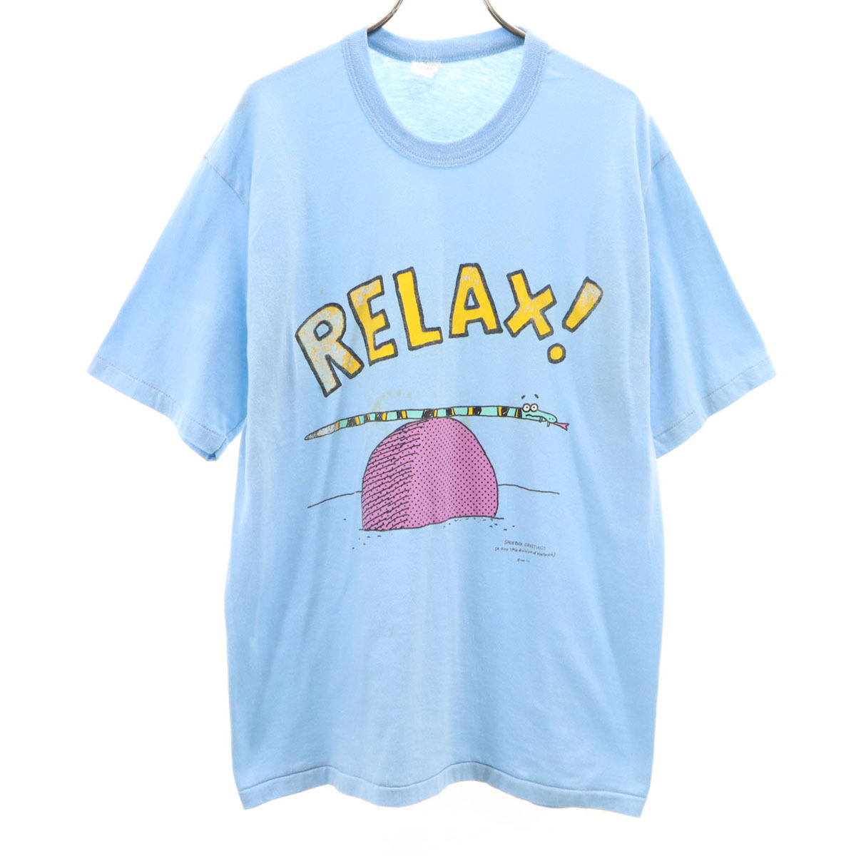 90s USA製 オールド RELAX 半袖 Tシャツ XL 水色 シングルステッチ メンズ拍卖