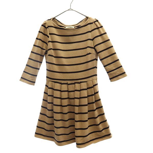 SNIDEL スナイデル ボーダー柄 5分袖 ワンピース 1 ブラウン×ブラック レディース拍卖