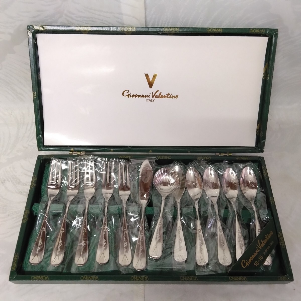 美品【Giovanni Valentino ジョバンバレンチノ】ティータイムセット 12点 カトラリーセット スプーン フォーク ステンレス製 箱付 GV-202 拍卖