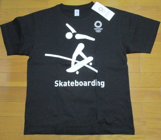 新品 スケートボード 東京オリンピック 棒人間 黒 Tシャツ Lサイズ skateboarding TOKYO 2020 廃盤 ピクトグラム スケボー 拍卖