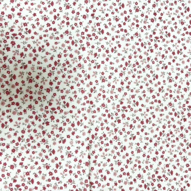 はぎれ コーデュロイ 生地 花柄 カントリー調 赤い花 白 フラワープリント 65×100拍卖