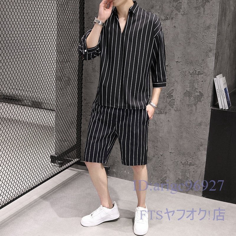 S832☆新品メンズジャージセットアップスウェット部屋着シャツ+ハーフパンツ2点セットサマー上下セット6色サイズ選択可004M~3XL拍卖