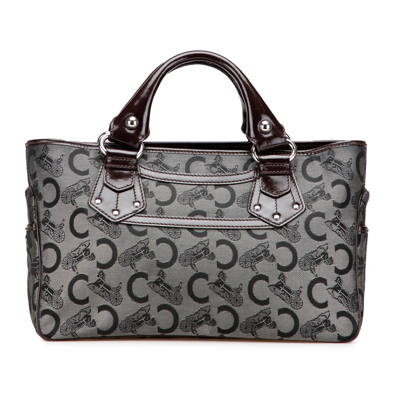 セリーヌ Cマカダム ブギーバッグ 馬車 ハンドバッグ ブラック ブラウン キャンバス レザー レディース CELINE 【中古】拍卖