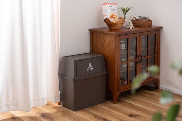 30L 積み重ねOK ゴミ箱 幅広 すっきり ダストボックス 屋外 屋内 キャスター付き 分別ゴミ箱 キッチン くすみ おしゃれ ブラウン M1LFS-767拍卖