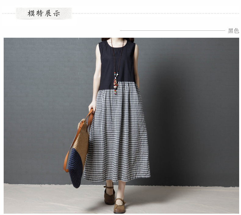 Mサイズ マキシワンピース ノースリーブ ギンガムチェック ロング丈 ロングワンピース シンプル 可愛い 156拍卖