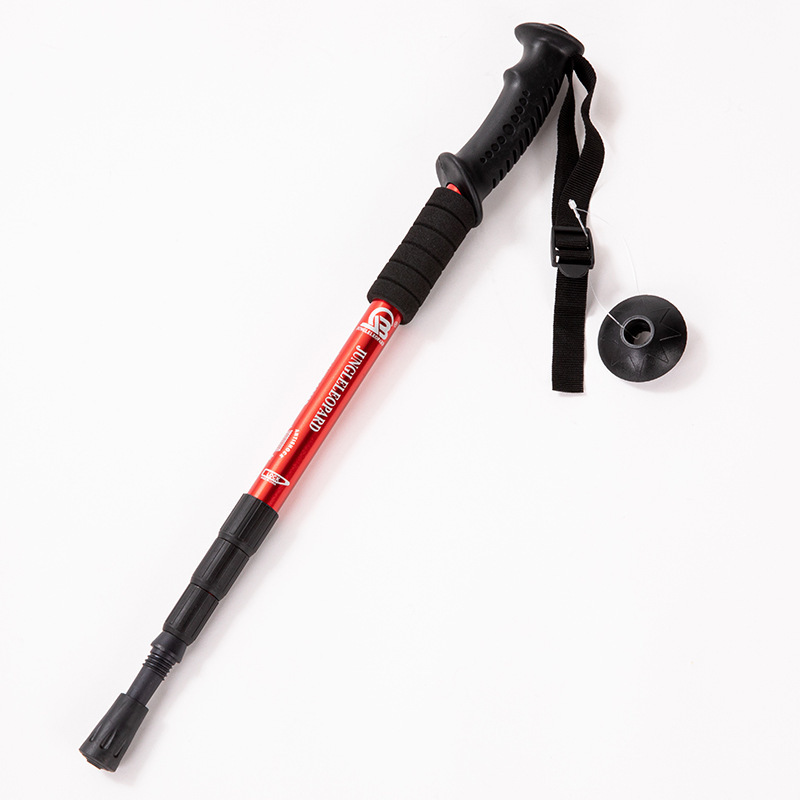 トレッキングポール 伸縮 2本セット 軽量 アルミ製 登山 ウォーキング 健康 頑丈 軽い トレッキング ポール レッド 赤 2本セット M285拍卖