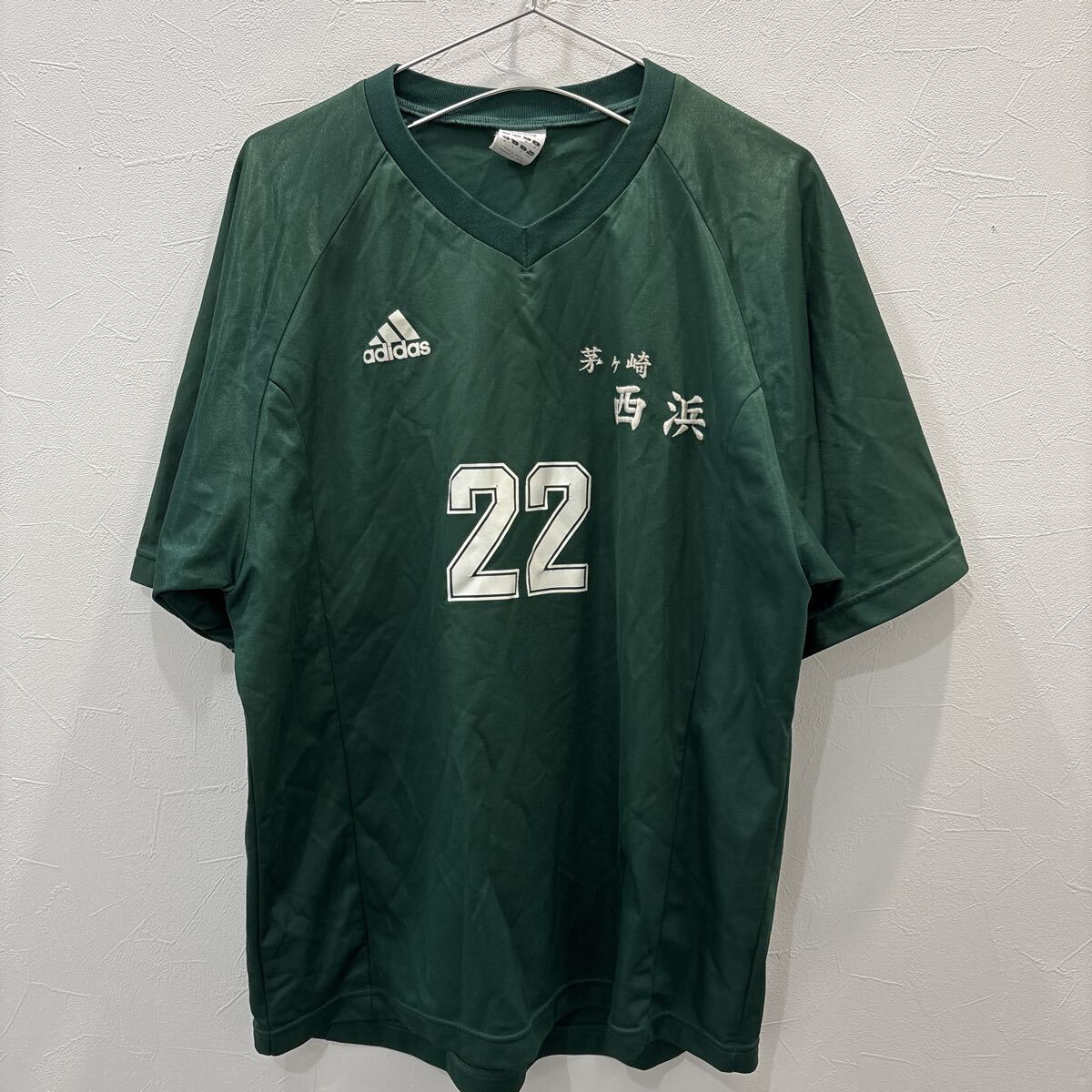 FY245 実物 茅ヶ崎 西浜 adidas サッカーユニフォーム 半袖 グリーン #22 メンズO拍卖