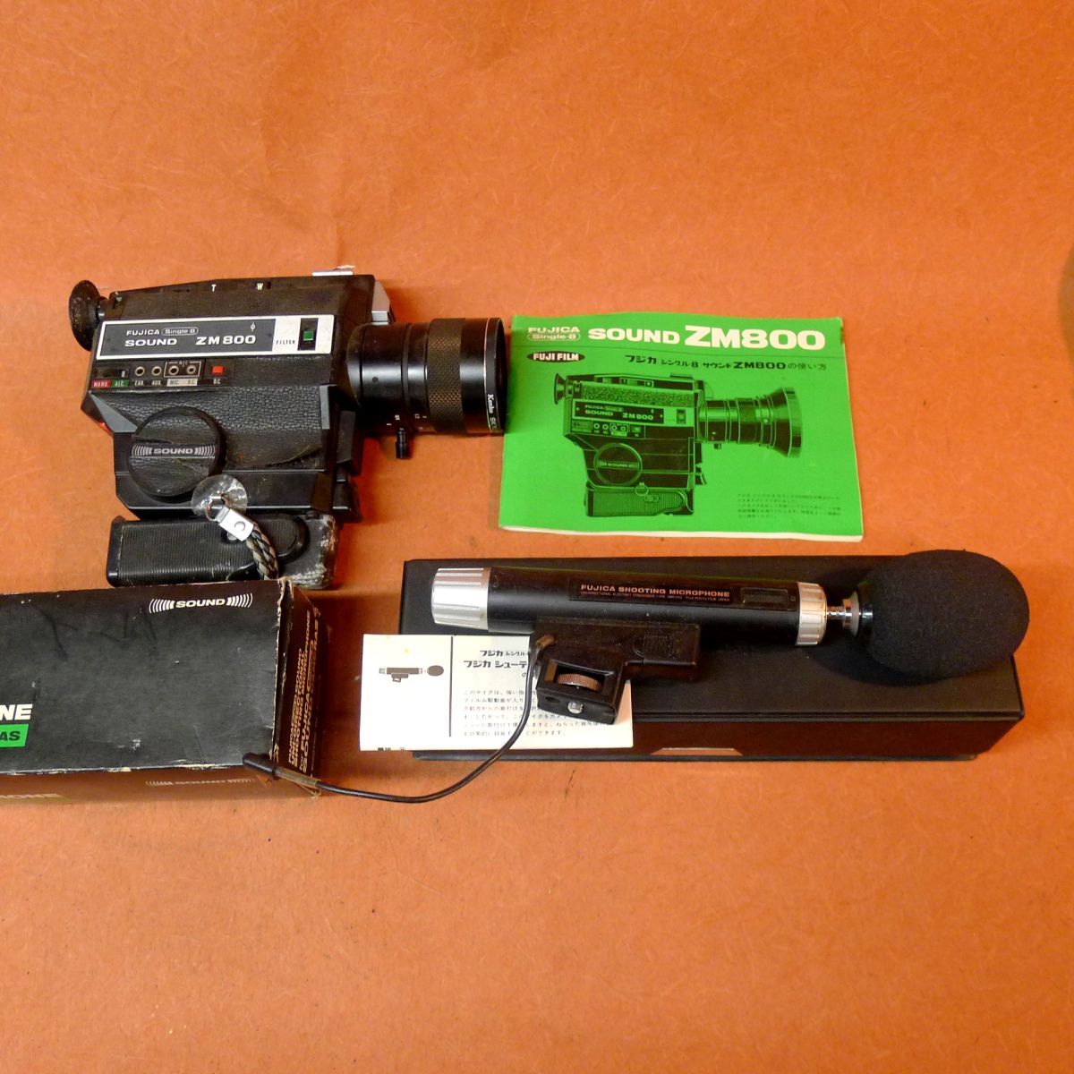 f◆103 8ミリカメラ FUJICA SINGLE 8 SOUND ZM800/ SHOOTING MICROPHONE ガンマイク 集音マイク ケース付/80拍卖