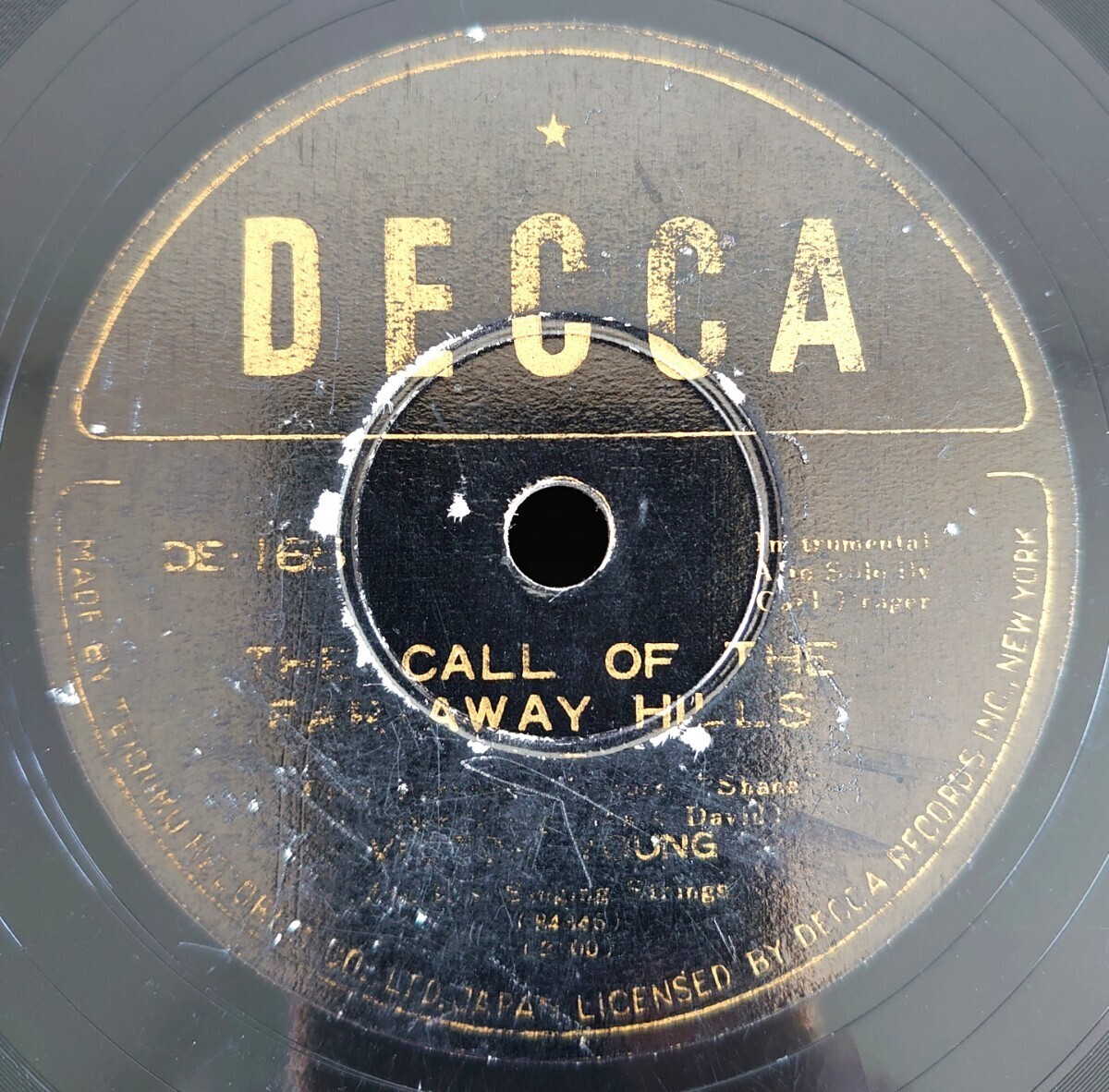 【SP盤レコード/ヒビ】DECCA DE-165/遥かなる山の叫び声/リリー/VICTOR YOUNG-ヴィクター・ヤング拍卖