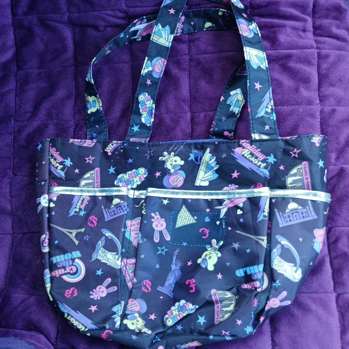 HbG トートバッグ ハンドバッグ旅行柄 送料無料!拍卖