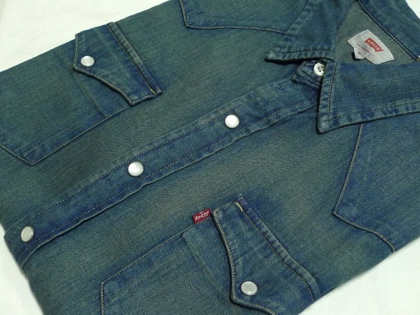 美品LEVISリーバイス21978半袖ClassicWeaternShirtsデニムウエスタンシャツM(L)ダークユーズド拍卖