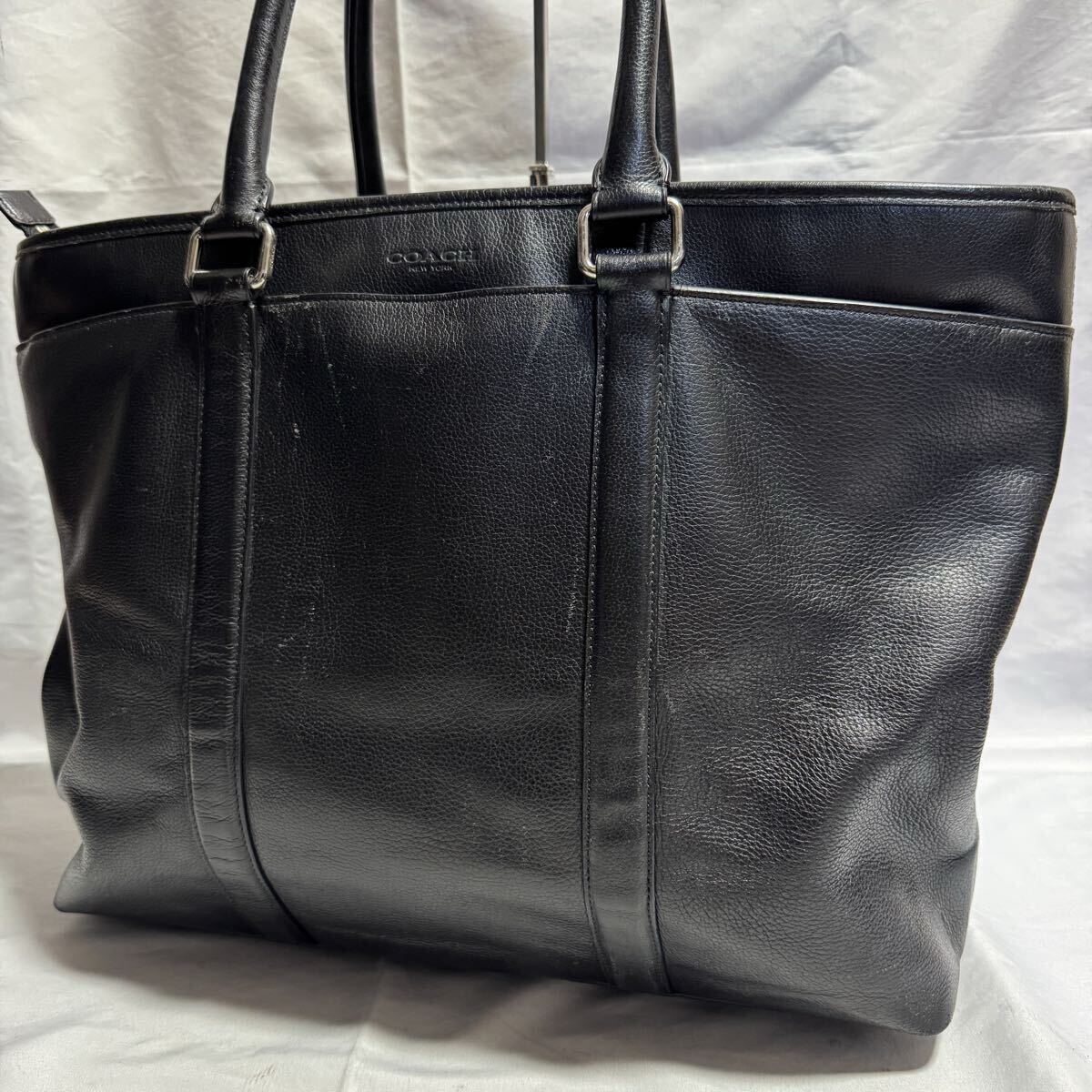 A4 COACH コーチ トートバッグ メトロポリタン レザー 本革 ブラック 黒 ビジネスバッグ 大容量 肩掛け メンズ 通勤鞄 ブリーフケース拍卖