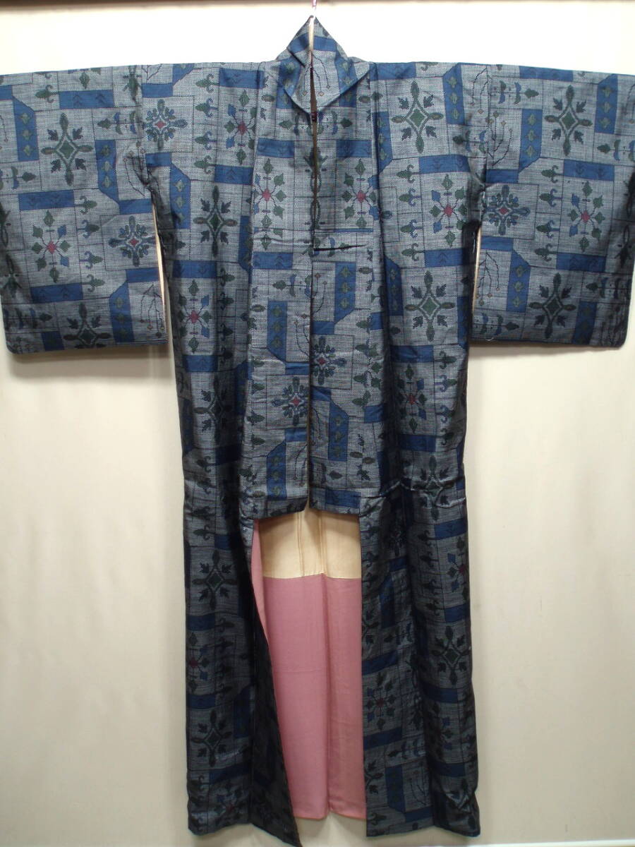 L55919【生地取り用 リメイク用 着用用 正絹 泥大島】着物 美品拍卖