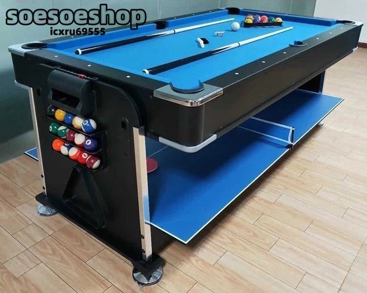 4in1 マルチゲームテーブル ビリヤードテーブル エアホッケーテーブル ダイニングテーブル トップ付き卓球台 家庭用店用拍卖
