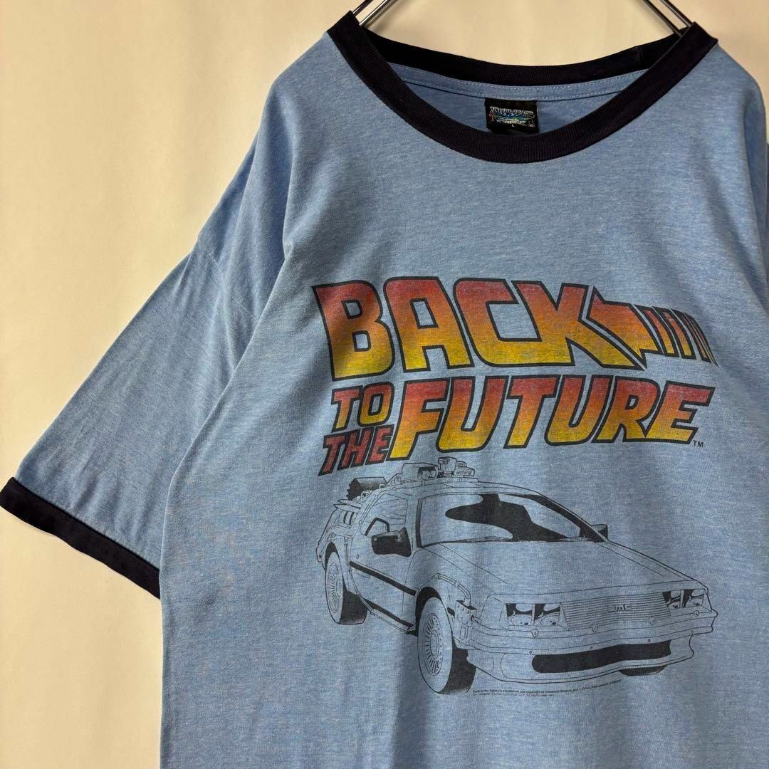 バックトゥザフューチャー デロリアン リンガーTシャツ ムービーT ブルー Lサイズ拍卖