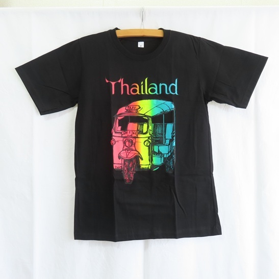〓 新品 〓 タイランド Tシャツ 〓 トゥクトゥク TUKTUK エスニック アジアン ブラック 黒 おしゃれ 〓E476拍卖