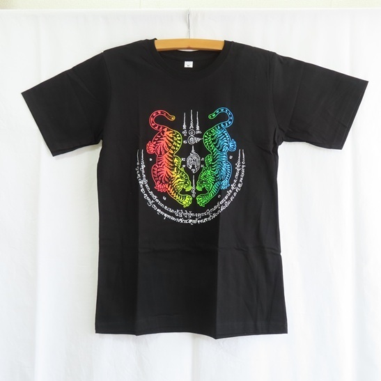 〓 新品 〓 タイランド Tシャツ 〓 エスニック アジアン タイガ― 虎 フェス ブラック 黒 おしゃれ 〓E473拍卖