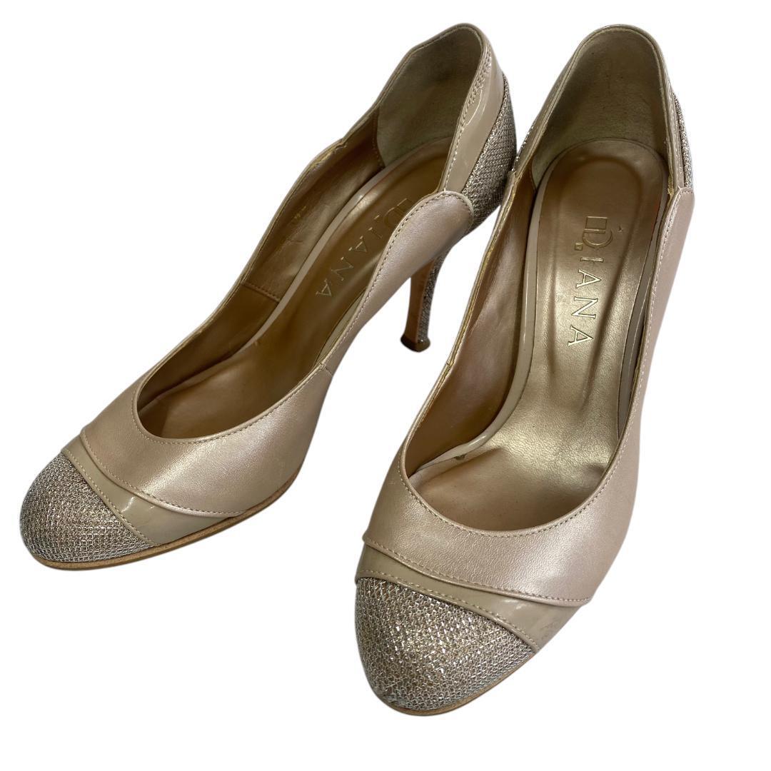 ys51 ダイアナ レザー エナメル ラメ 切替 ハイヒール 23cm拍卖