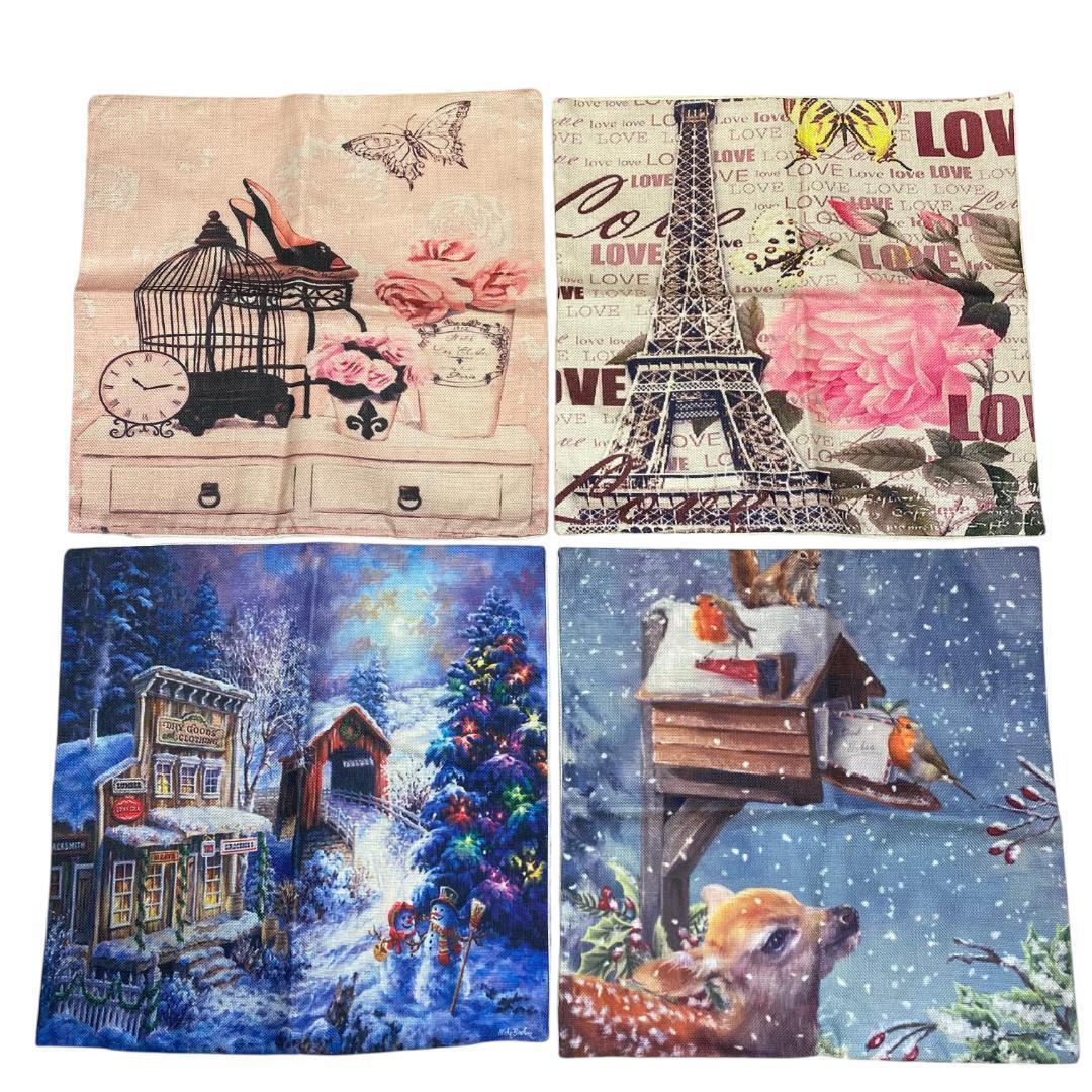 yt7 未使用 クッションカバー ガーリー アニマル スノーマン 4点セット拍卖