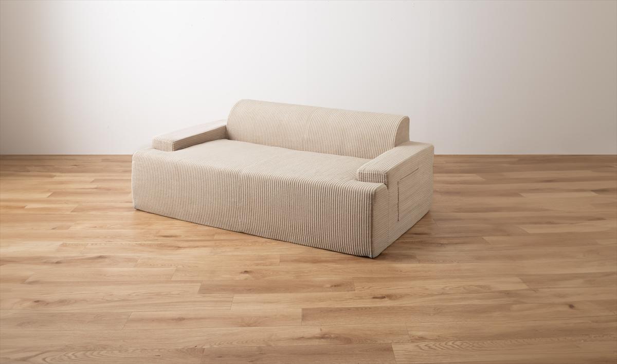 ソファ 2人掛け 布張り 肘付き 布張りベージュ色 ウレタンソファ 幅140 ソファベッド ソファベット 2人掛け圧縮ソファ拍卖