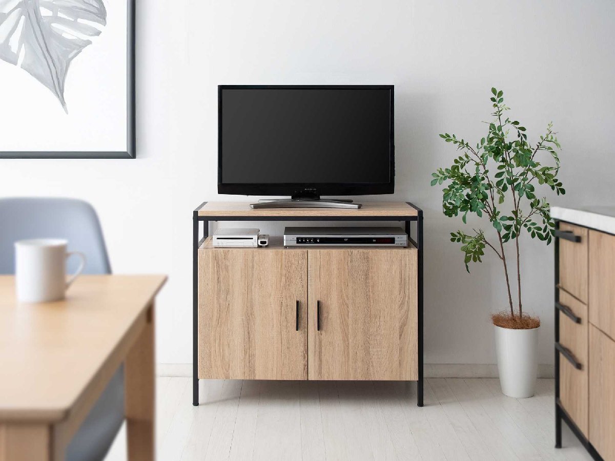 ダイニングや寝室にちょうど良い高さのテレビ台 幅80 高さ70cm テレビ台 テレビボード ハイタイプ テレビ台 ナチュラル色拍卖