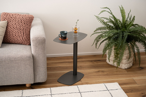 サイドテーブル ダークグレー色 テーブル コの字型 コの字 シンプル コンパクト おしゃれ レトロ モダン アシンメトリー くすみカラー拍卖