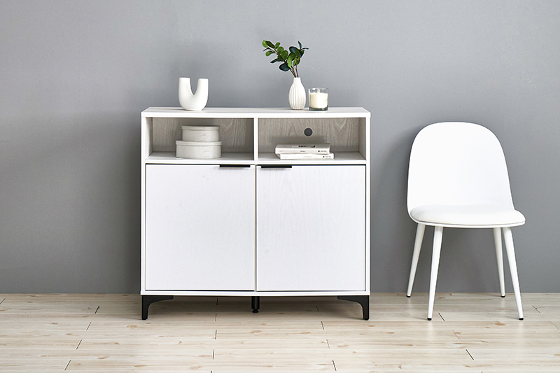 テレビ台 テレビボード ハイタイプテレビ台 キャビネット 電話台 ファックス台 幅90 高さ82cm ホワイト色拍卖